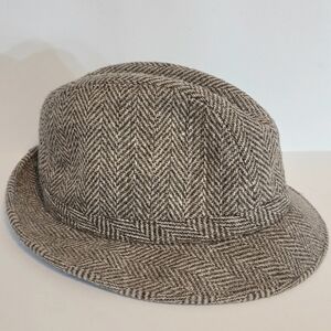 London Fog Wool Herringbone Fedora Hat Men's Size Large